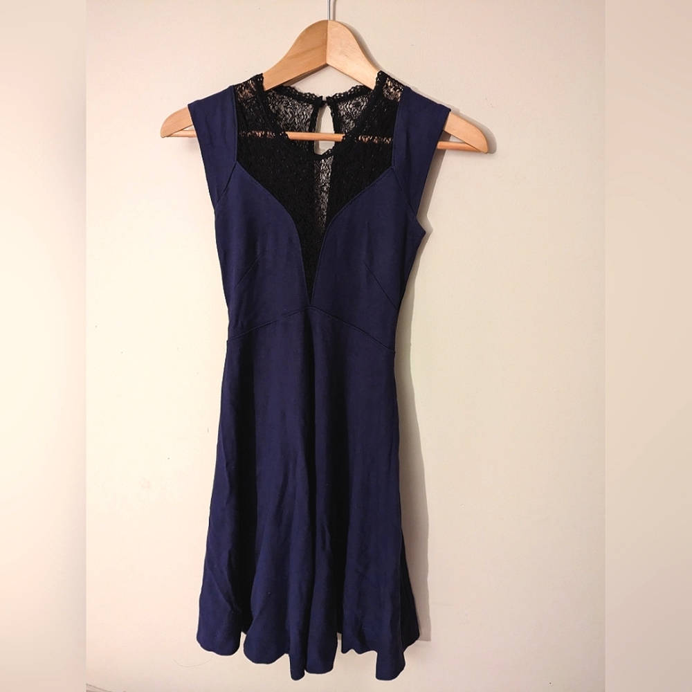 French connection purple dress with black lace
